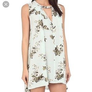 Free people mint floral tunic sz m